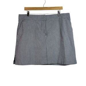 IZOD Golf Skort Women’s Black White Checks Stretch Lined Shorts Over Skirt 14